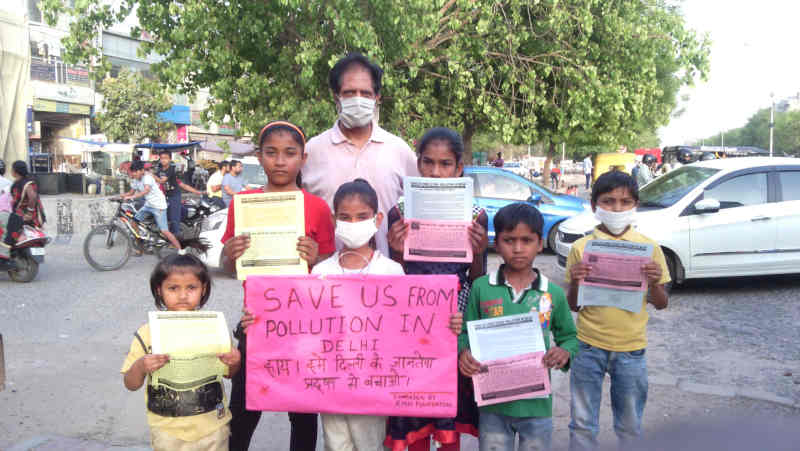 Children – who study at the RMN Foundation free school – have launched a new pollution-control campaign in Delhi.